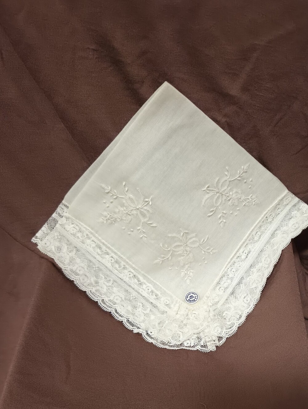Vtg La Reine White Handkerchief